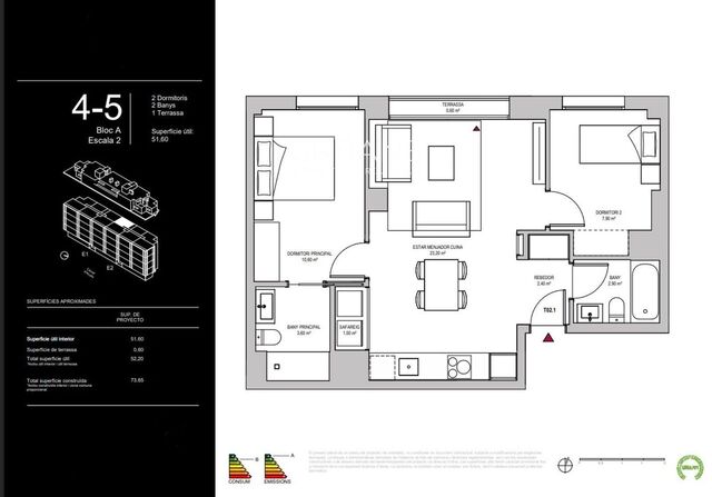 Apartamento moderno de 2 dormitorios en Montjuïc con terraza, piscina y gimnasio