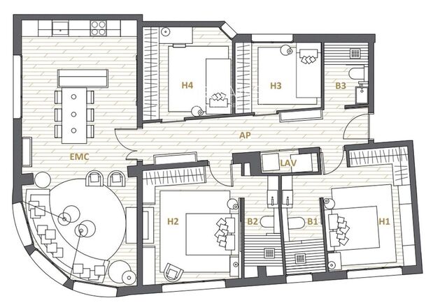 Luxury 4-bedroom apartment on VIA Augusta, 128m2 &amp; parking possibility