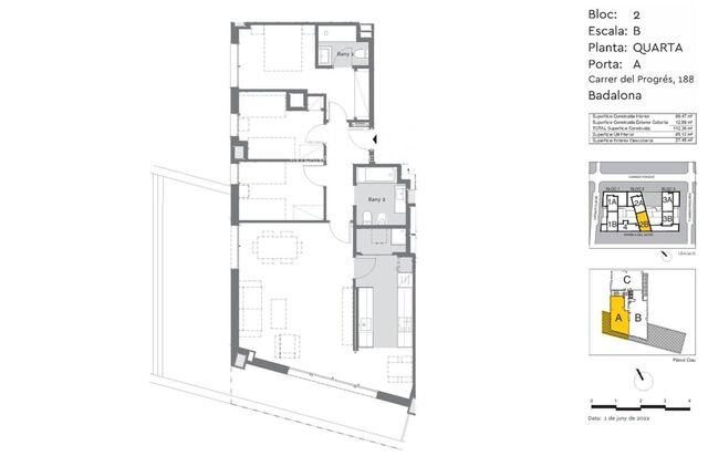 Résidence d'exception à Badalona: Élégant appartement 3 chambres avec impressionnante terrasse et piscines sur le toit