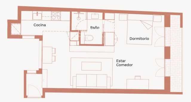 Català Pis d'obra nova d'1 dormitori molt lluminós (51 m²) amb ascensor | El Raval, Barcelona | Disponible a partir de l'1 de juliol | Lloguer de llarga durada | 1.650 €/mes
