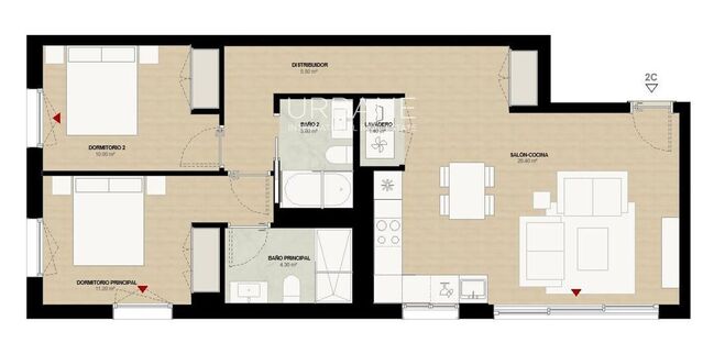 Appartement neuf de 2 chambres en rez-de-chaussée à NAIA