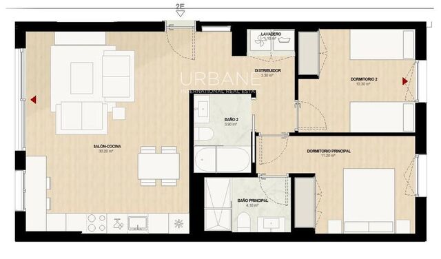 Appartement neuf de 2 chambres au premier étage à NAIA
