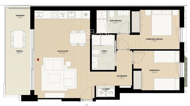 Appartement neuf de 2 chambres avec terrasse au premier étage à NAIA