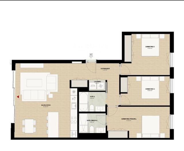 Piso de dos habitaciones con doble terraza en planta segunda – acabados modernos