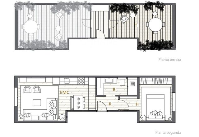 Ático de un dormitorio a estrenar con terraza privada en la azotea en Gràcia