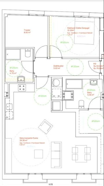 Appartement neuf de 2 chambres à louer à Raval
