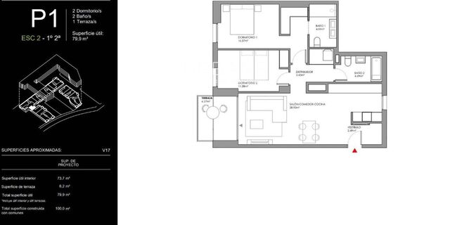 Luminoso apartamento de 2 dormitorios en residencia con spa, piscina y más