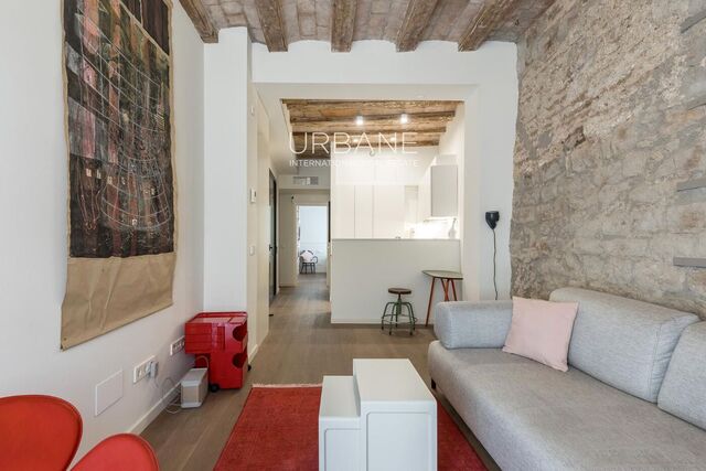 En Lloguer: Elegant pis de 2 habitacions en edifici restaurat de 1840 amb terrassa comunitària al Barri Gòtic