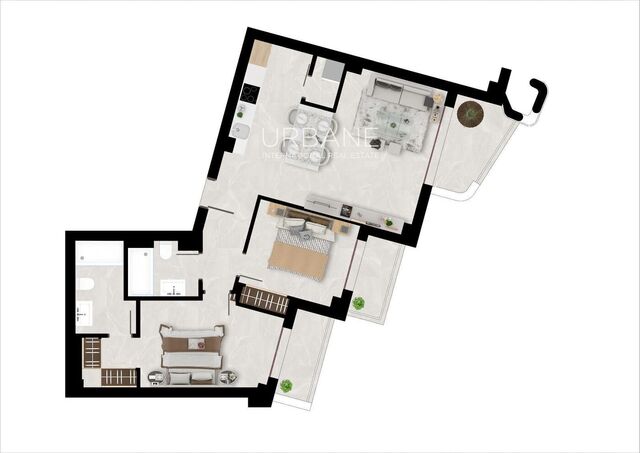 Moderno apartamento de 2 dormitorios con amplios balcones y un diseño de vida elegante