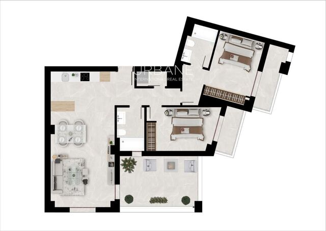 Appartement spacieux 2 chambres avec terrasse