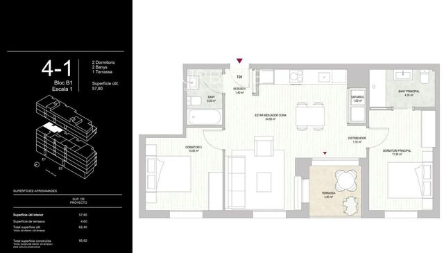 Appartement lumineux de 2 chambres à Montjuïc, Barcelone