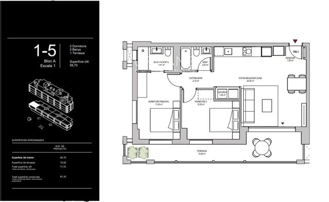 Elegantes Apartment mit 2 Schlafzimmern und Privatem Garten in Montjuïc