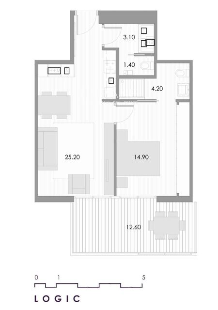 Piso de 1 dormitorio con terraza y excelentes servicios comunitarios en Barcelona