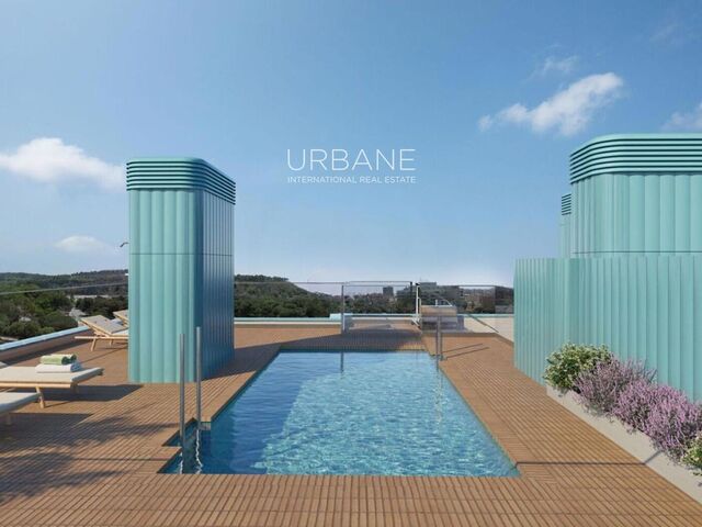 Moderno apartamento sobre plano con 2 dormitorios, balcón, piscina y gimnasio en Montjuïc