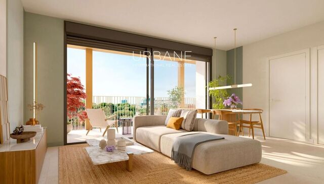 Moderno apartamento sobre plano con 2 dormitorios, balcón, piscina y gimnasio en Montjuïc