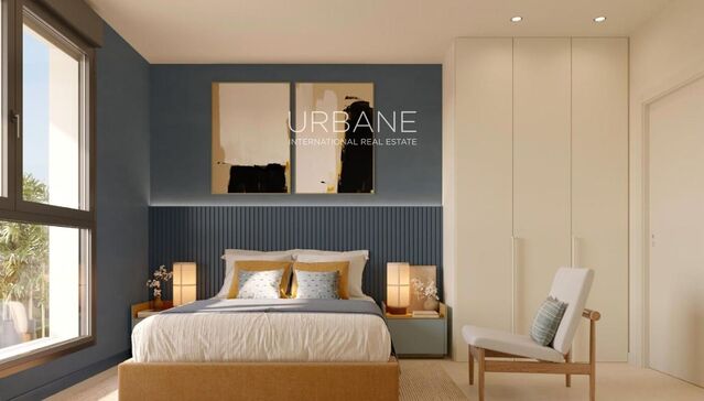 Moderno apartamento sobre plano con 2 dormitorios, balcón, piscina y gimnasio en Montjuïc