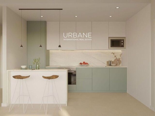 Elegante apartamento de obra nueva de 58,27 m² con 1 dormitorio, terraza y piscina en la azotea en Montjuïc