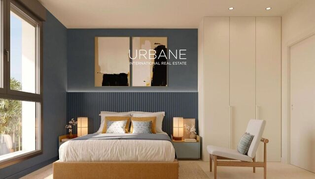 Elegante apartamento de obra nueva de 58,27 m² con 1 dormitorio, terraza y piscina en la azotea en Montjuïc