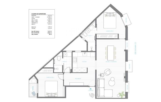 Elegant 2-Bedroom Apartment with Terrace and Balconies in L'Antiga Esquerra de l'Eixample